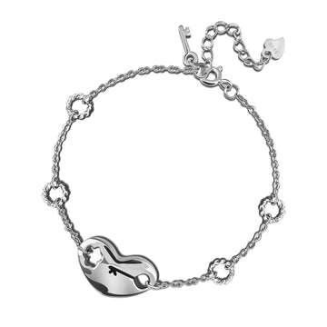 To Love & Be Loved Sterling Silver Heart Key Bracelet